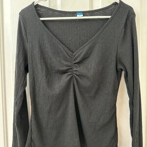 Old Navy Long-Sleeve Cinched-Front Rib-Knit T-Shirt for Women